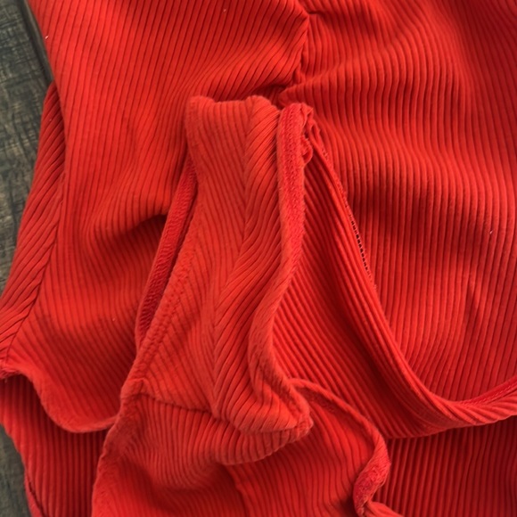 Urban Outfitters Out From Under Vera Ruched Ribbed Bodysuit in Red - Picture 3 of 7